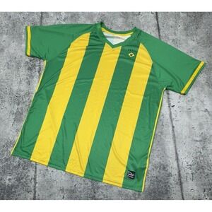 Brazil Jersey Mitre Elite Men XL Yellow & Green Stripe‎ Soccer Shirt Brasil Goal